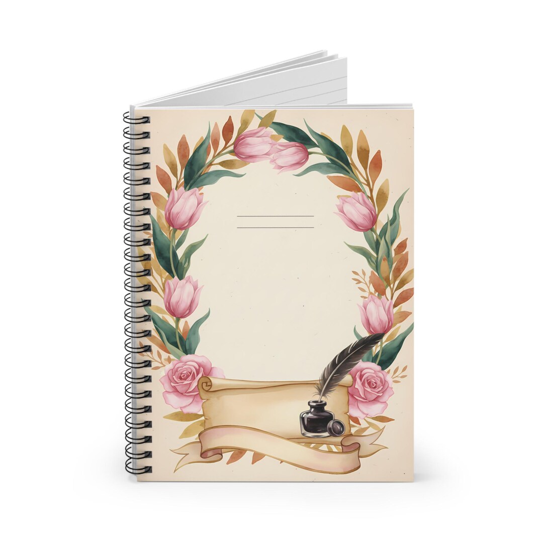 Quill Writing Notes Floral Quill Spiral Notebook - Ruled Journal for Writing & Notes - Etsy