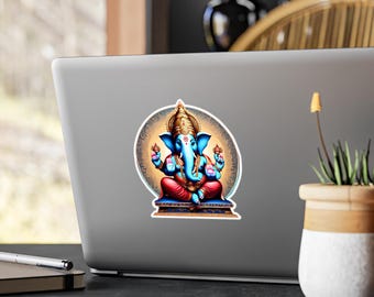 Lord Ganesha Vinyl Sticker | Water Resistant Spiritual Decal for Devotees, Yoga, Meditation