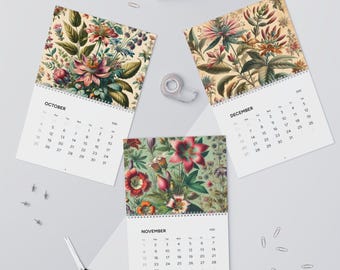 Vintage Floral Wall Calendar 2026 | Antique Botanical Art Monthly Planner