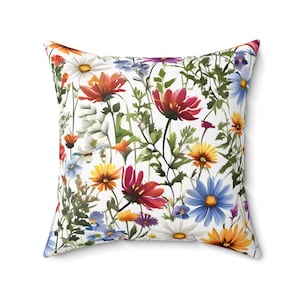 Fortun8Wear, wild flowers, Spun Polyester Square Pillow