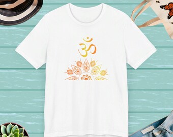Om or Aum, the symbol of spirituality and meditation, Soft Airlume combed and ringspun cotton, Unisex Jersey Short Sleeve Tee