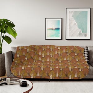 Autumn trees pattern, Sherpa Blanket, Two Colors