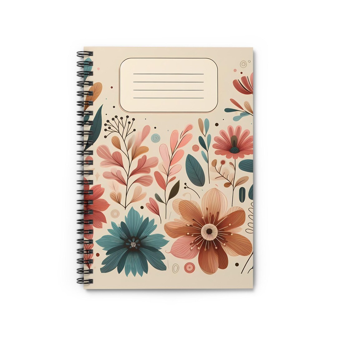 Pastel Floral With Label, Spiral Notebook - Ruled Line - Etsy