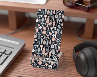 Nature Floral Elements Mobile Display Stand for Smartphones - Functional Desk Decor & Travel Companion