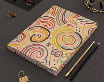 Vibrant Abstract Swirls Hardcover Journal - Matte Finish  Lined Pages  Artistic & Durable Notebook