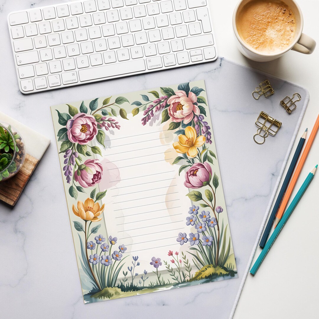 Botanical Notepad Wildflower Garden Notepad: Spring Floral Botanical Stationery, Lined ...