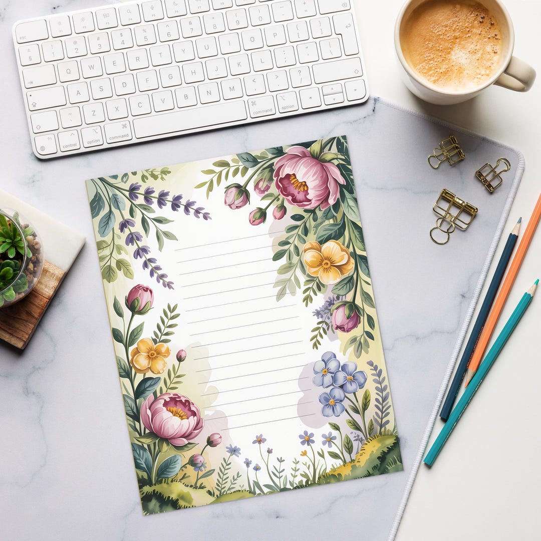 Botanical Notepad Botanical Floral Notepad, Spring Garden Stationery Pad, Wedding Notes ...