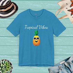Pineapple with Tropical Vibes, Unisex Jersey Short Sleeve Tee
