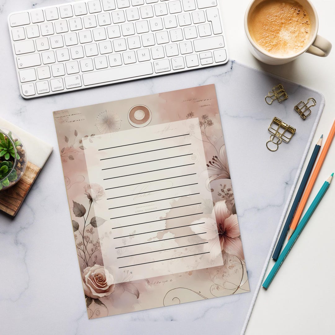 Rose Pink Floral Notepad | Chic Stationery for Notes, Lists (8.5