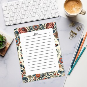 Chic Floral Pattern Notepad - 8.5" x 11" for Stylish Office Organization