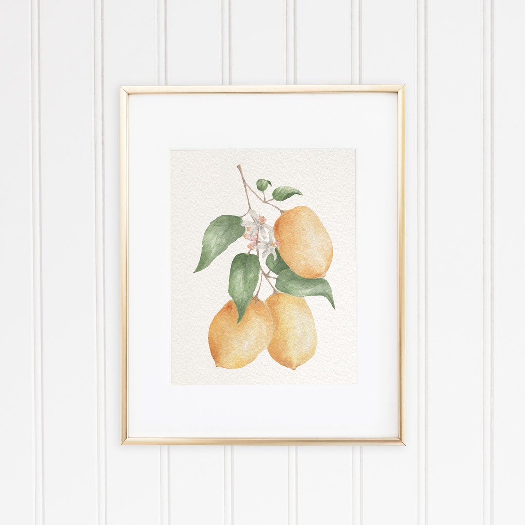 Lemon Watercolor Print Watercolor Lemon Painting Kitchen Etsy