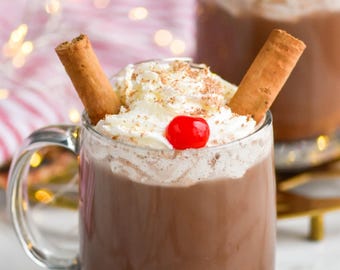 Drunken Rudolph Cocktail Drink Mixer.  Funny Christmas alcohol gift. A unique hot chocolate mix.  Great with Irish Cream or as a mocktail.