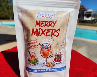 Drunken Snowman Drink Mix.  Mocktail or cocktail add baileys, Irish Cream or whiskey. Unique & funny stocking stuffer or white elephant gift