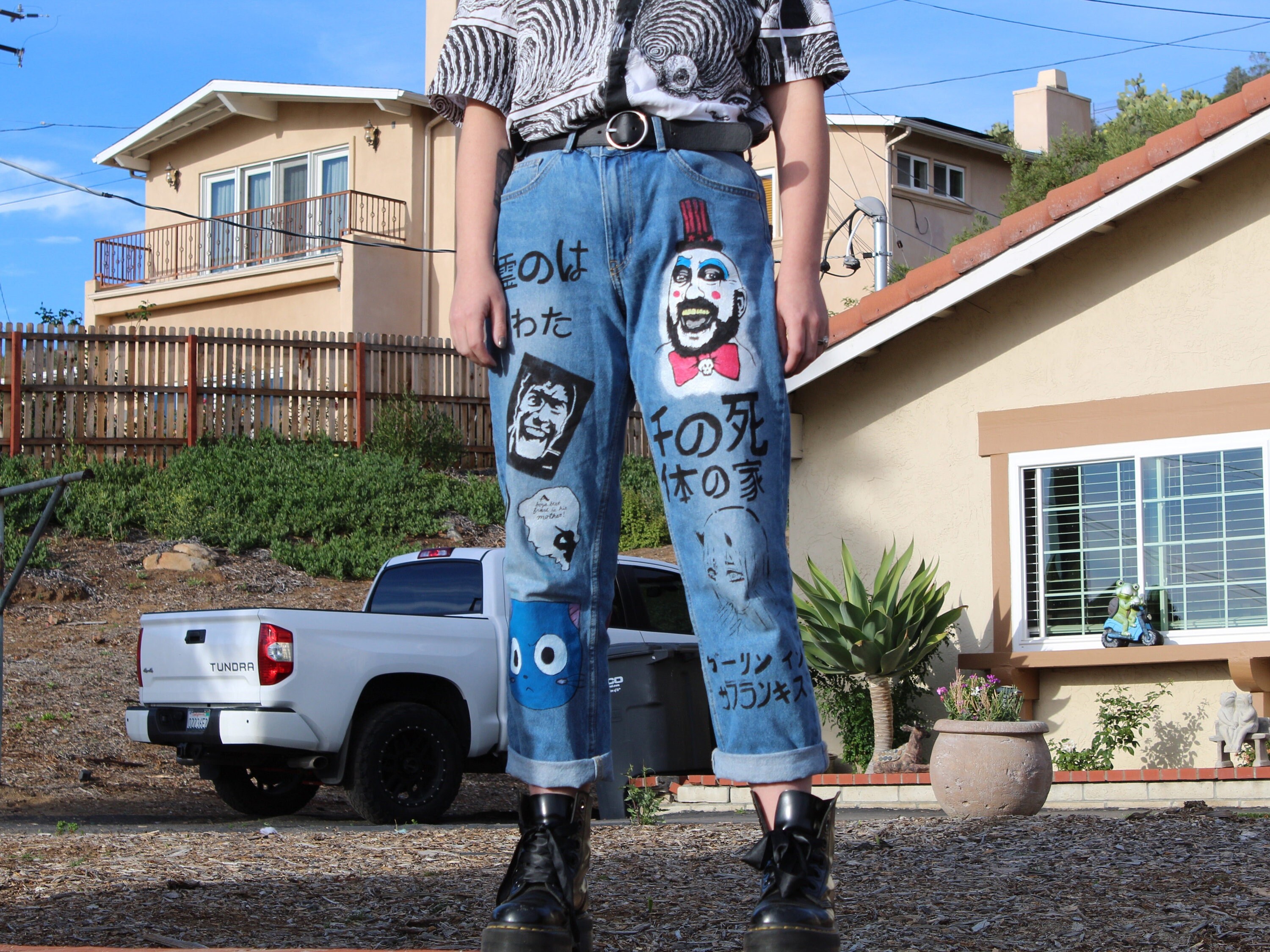 Custom Painted Jeans/anime Horror Jeans 