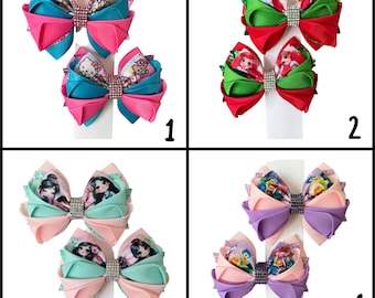 Pair of Hair bow, set of bows ( Hello Kitty, Little Mermaid, Inside Out, Girls)