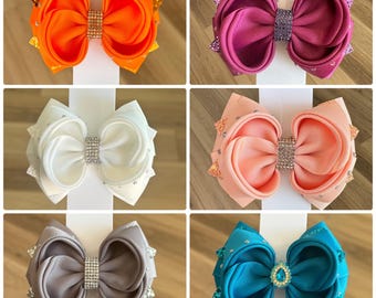 Girls Elegant Rhinestone Hair Bow