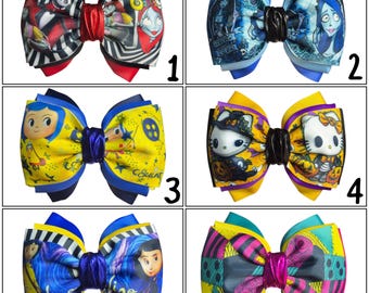 Halloween Hair Bows(Jack and Sally, Corpse Bride, Coraline, Hello Kitty
