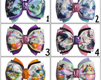 Halloween Hair Bows (Bluey, cupcake, Daisy, witch, ghost, Ursula, Maleficent)