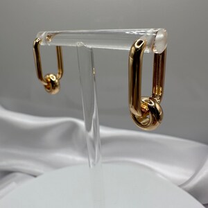 Brincos de argola retangulares, argolas geométricas com pingentes de contas douradas, brincos retangulares banhados a ouro 18K, joias inspiradoras, presente para ela