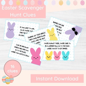 Pistas de búsqueda del tesoro de Pascua, búsqueda de huevos de Pascua, búsqueda del tesoro de Pascua para niños, búsqueda del tesoro de Pascua en interiores