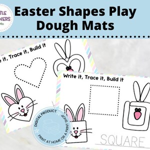 Easter Shapes Play Dough Mat, Fine Motor Play Dough Mat, Play Dough Mat, Preschool Printable, Easter Printable, Play Dough Printable, Shapes
