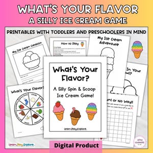 Ice Cream Spin & Color Game | Toddler Summer Printable Activity | Preschool Graphing and Coloring Center