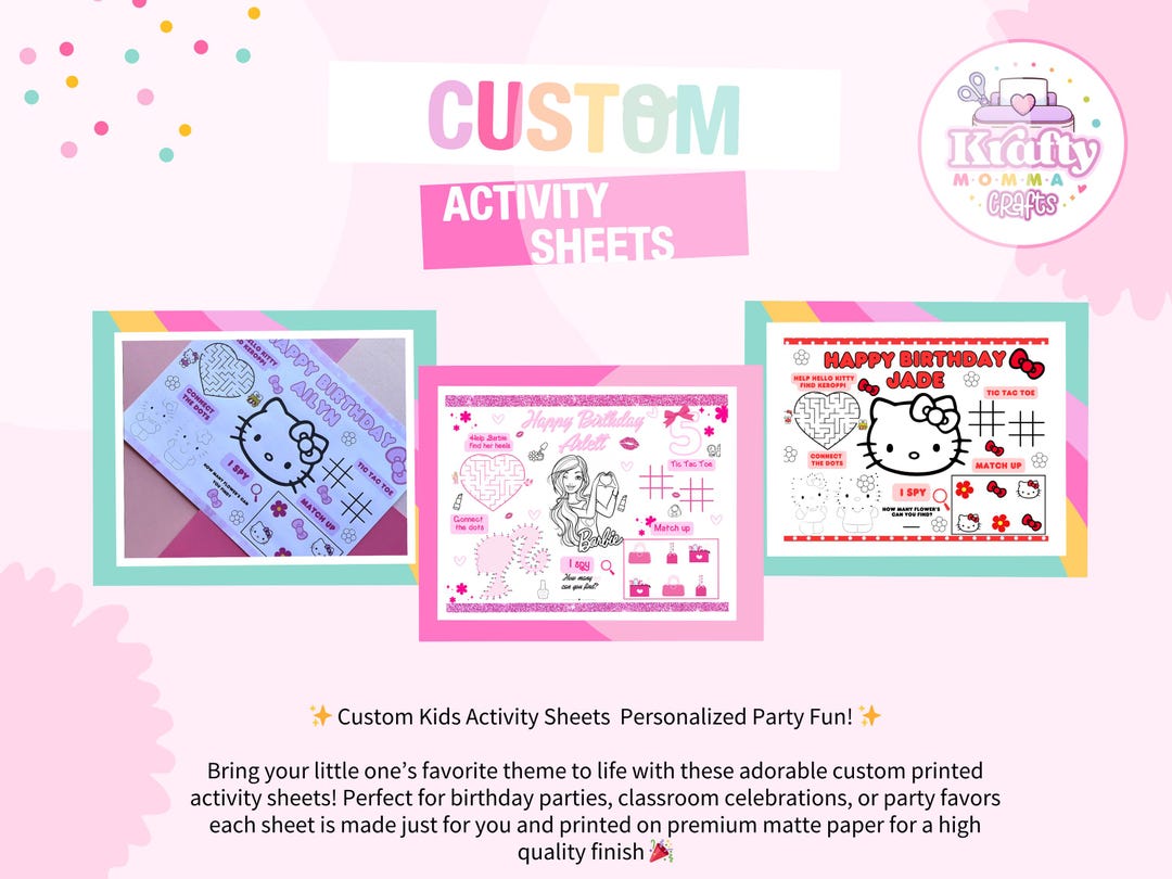 Custom Activity Sheets - Etsy
