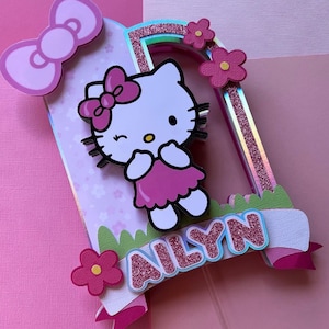 Personalized Kitty Birthday Cake Topper: Handmade Cardstock Party Decor