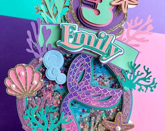 Personalized Mermaid Cake Topper | Under the Sea Birthday Party Decor | Mermaid Cake Topper | Ocean Theme | Mermaid Birthday Decoration