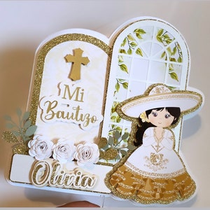 Personalized Bautizo Cake Topper: Handmade Cardstock Charra