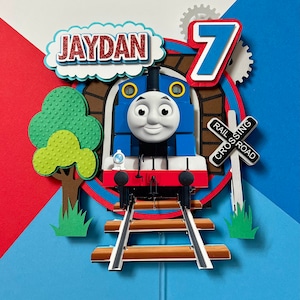 Personalized Thomas Train Cake Topper: Handmade Cardstock Party Decor