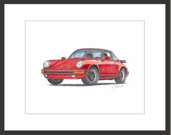 911 Targa Red - Digital Print