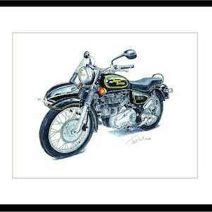 Royal Enfield Vintage Motorcycle - Digital Print - Motor Bike with sidecar