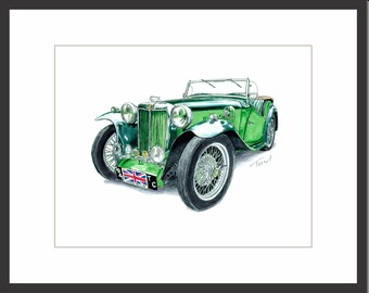 1948 MG TC Side View - Digital Print