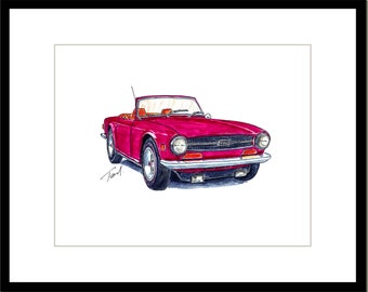 Triumph TR6 Red - Digital Print