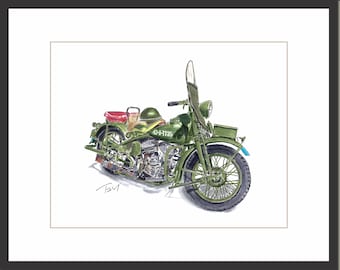 WLC Model 42 World War 2 Vintage Motorcycle - Digital Print