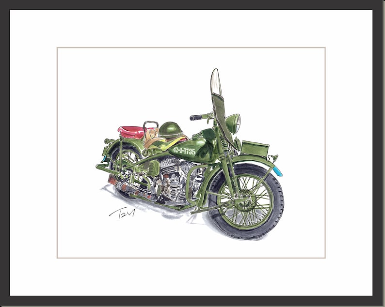 WLC Model 42 World War 2 Vintage Motorcycle  Digital Print image 1