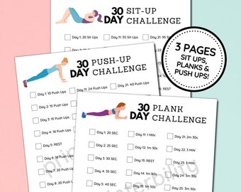 30 Day Printable Fitness Challenge - Sit Ups, Planks & Push Ups!