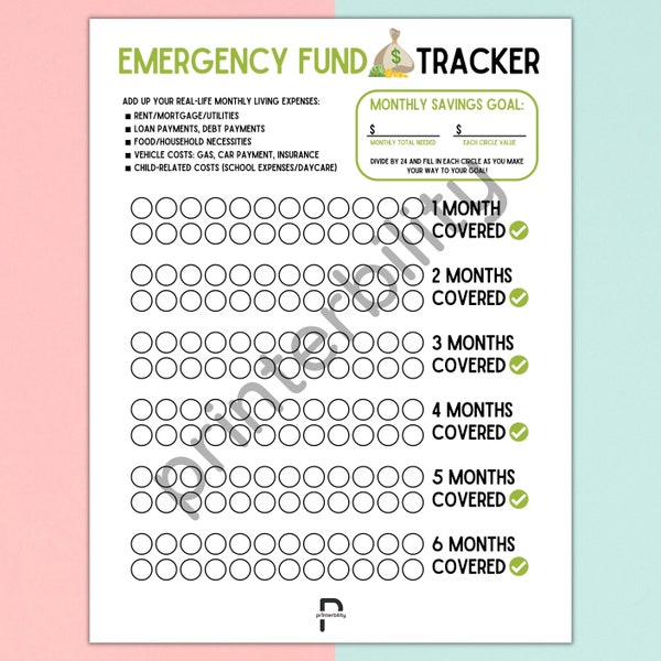 Emergency Fund Tracker - Save for up to 6 months of expenses!