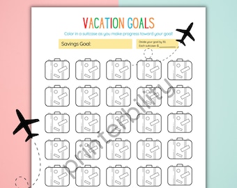 Printable Vacation Goals Savings Tracker - Instant Download!