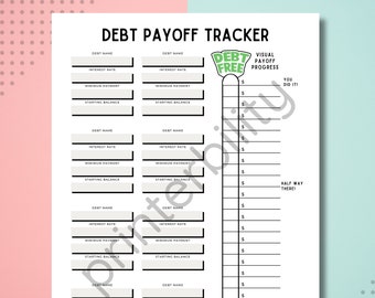 Printable Debt Pay Off Tracker - Visual Motivation! Instant Download