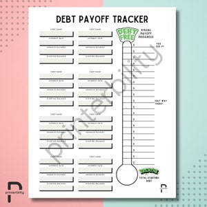 Rastreador de Pago de Deudas Imprimible - ¡Motivación Visual! Descarga Instantánea
