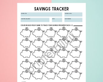 Printable Savings Tracker - Piggy Banks