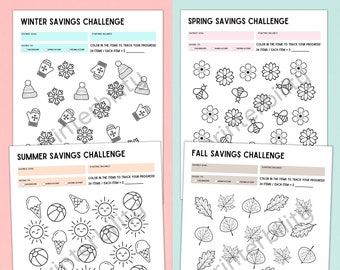 4 Seasons Savings Challenges - 4 Pack Instant Download - Track Any Amount!