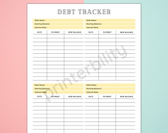 Printable Simple Debt Tracker