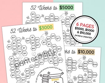 Printable 6-Pack of Honeycomb Savings Challenges! 3000, 5000 & 10k - Instant Download!