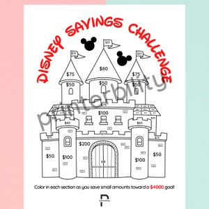Printable Magical Castle 4000 Savings Challenge Instant Download image 1