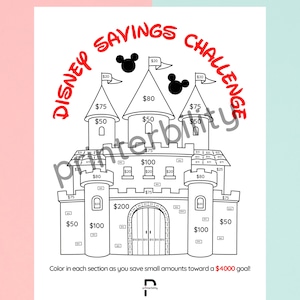 Printable Magical Castle 4000 Savings Challenge - Instant Download!