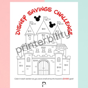 Printable Magical Castle 4000 Savings Challenge Instant Download image 1