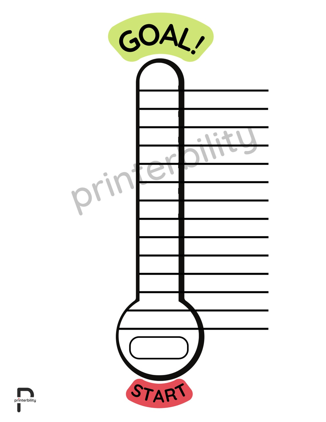 Printable Goal Tracker Thermometer 2 Pages Etsy